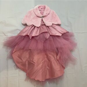 Stunning Girls’ Formal Dress with Pink Tulle & Accent Coat | Size 4